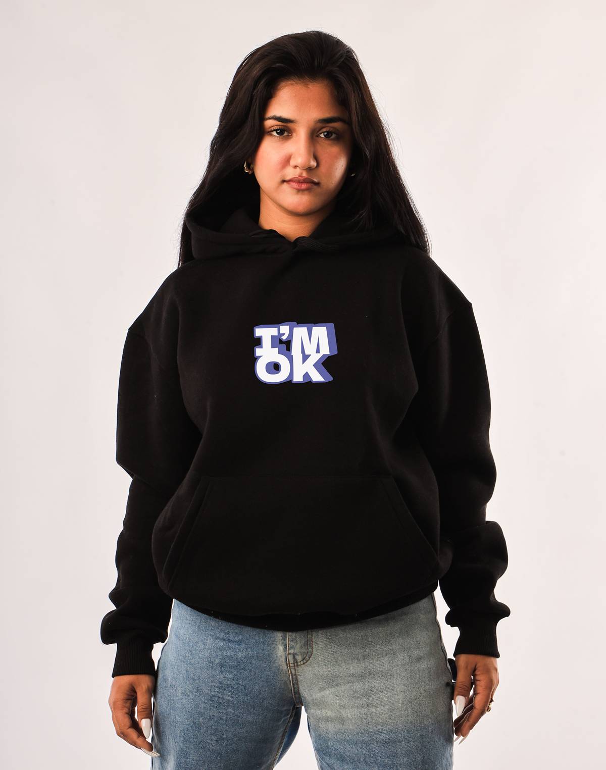 I’M OK HOODIE BLACK&WHAITE