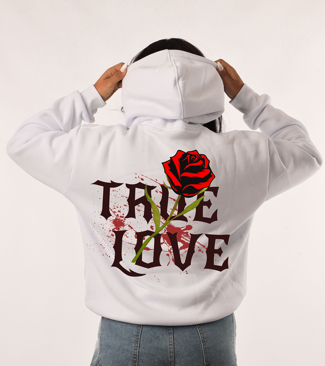 TRUE  LOOVE HOODIE BLACK&WHAITE